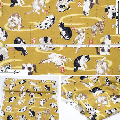 dobby - Utagawa Kuniyoshi cats fabric - FO:REST Fabric 布恩堂Liberty fabrictana lawnjapanese fabricykk zipper
