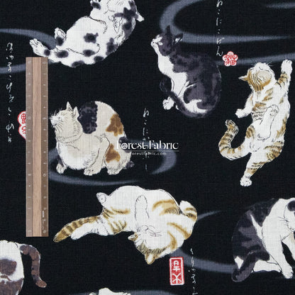 dobby - Utagawa Kuniyoshi cats fabric - FO:REST Fabric 布恩堂Liberty fabrictana lawnjapanese fabricykk zipper