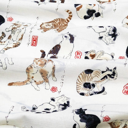 dobby - Utagawa Kuniyoshi cats fabric - FO:REST Fabric 布恩堂Liberty fabrictana lawnjapanese fabricykk zipper