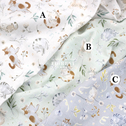 Double gauze - Cats herb fabric - FO:REST Fabric 布恩堂Liberty fabrictana lawnjapanese fabricykk zipper