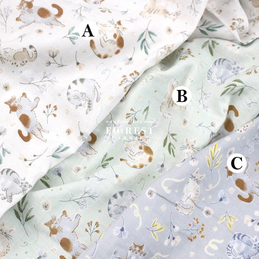 Double gauze - Cats herb fabric - FO:REST Fabric 布恩堂Liberty fabrictana lawnjapanese fabricykk zipper