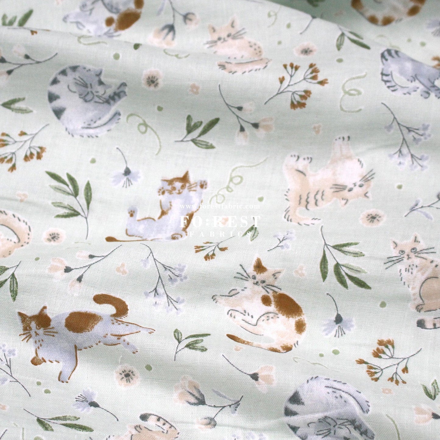 Double gauze - Cats herb fabric - FO:REST Fabric 布恩堂Liberty fabrictana lawnjapanese fabricykk zipper