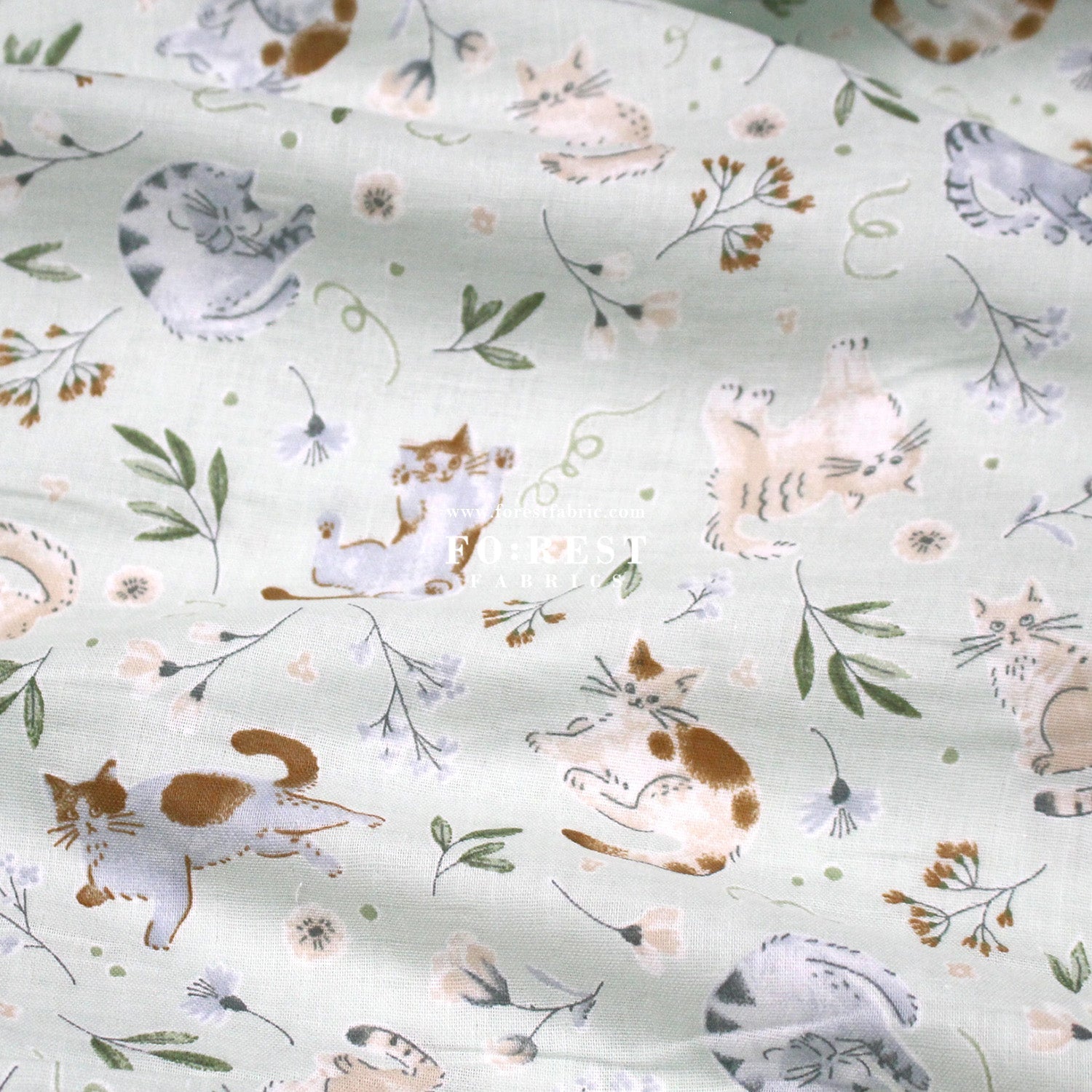 Double gauze - Cats herb fabric - FO:REST Fabric 布恩堂Liberty fabrictana lawnjapanese fabricykk zipper