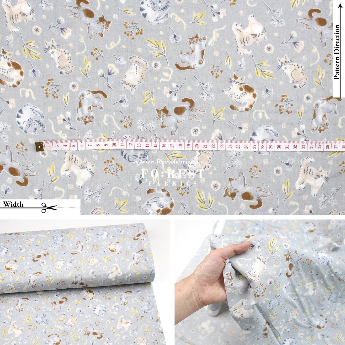 Double gauze - Cats herb fabric - FO:REST Fabric 布恩堂Liberty fabrictana lawnjapanese fabricykk zipper