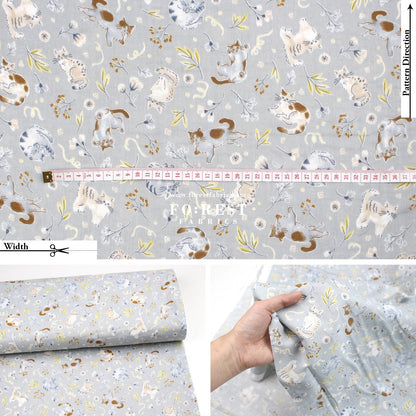 Double gauze - Cats herb fabric - FO:REST Fabric 布恩堂Liberty fabrictana lawnjapanese fabricykk zipper