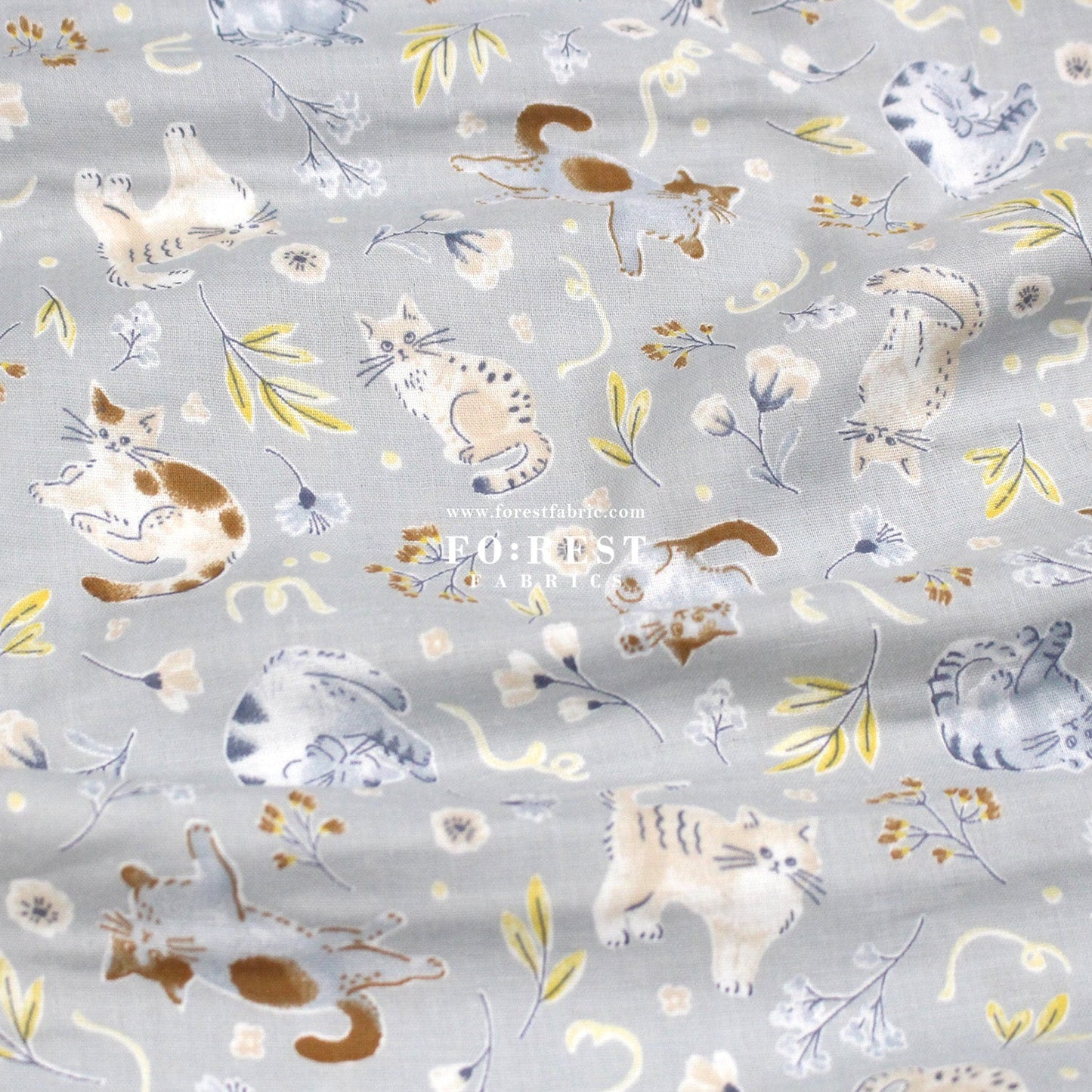 Double gauze - Cats herb fabric - FO:REST Fabric 布恩堂Liberty fabrictana lawnjapanese fabricykk zipper