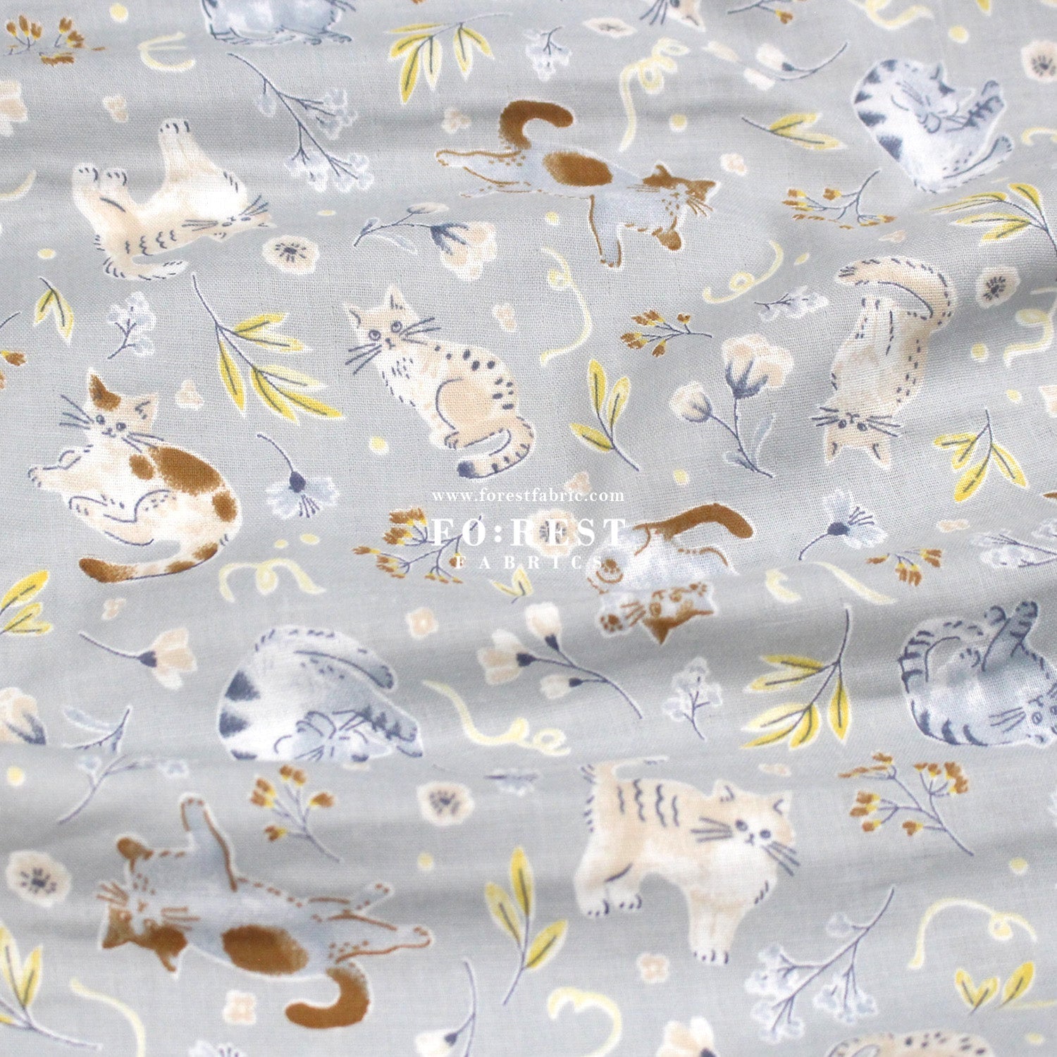 Double gauze - Cats herb fabric - FO:REST Fabric 布恩堂Liberty fabrictana lawnjapanese fabricykk zipper