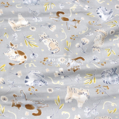 Double gauze - Cats herb fabric - FO:REST Fabric 布恩堂Liberty fabrictana lawnjapanese fabricykk zipper