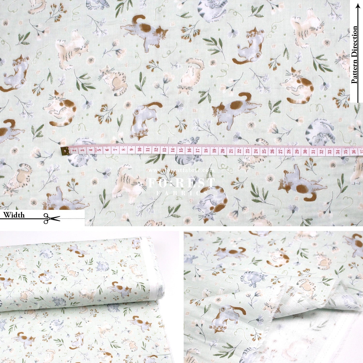 Double gauze - Cats herb fabric - FO:REST Fabric 布恩堂Liberty fabrictana lawnjapanese fabricykk zipper