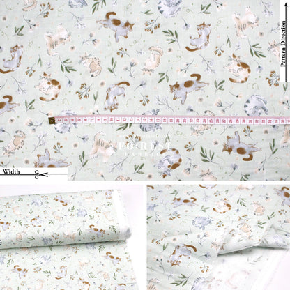 Double gauze - Cats herb fabric - FO:REST Fabric 布恩堂Liberty fabrictana lawnjapanese fabricykk zipper