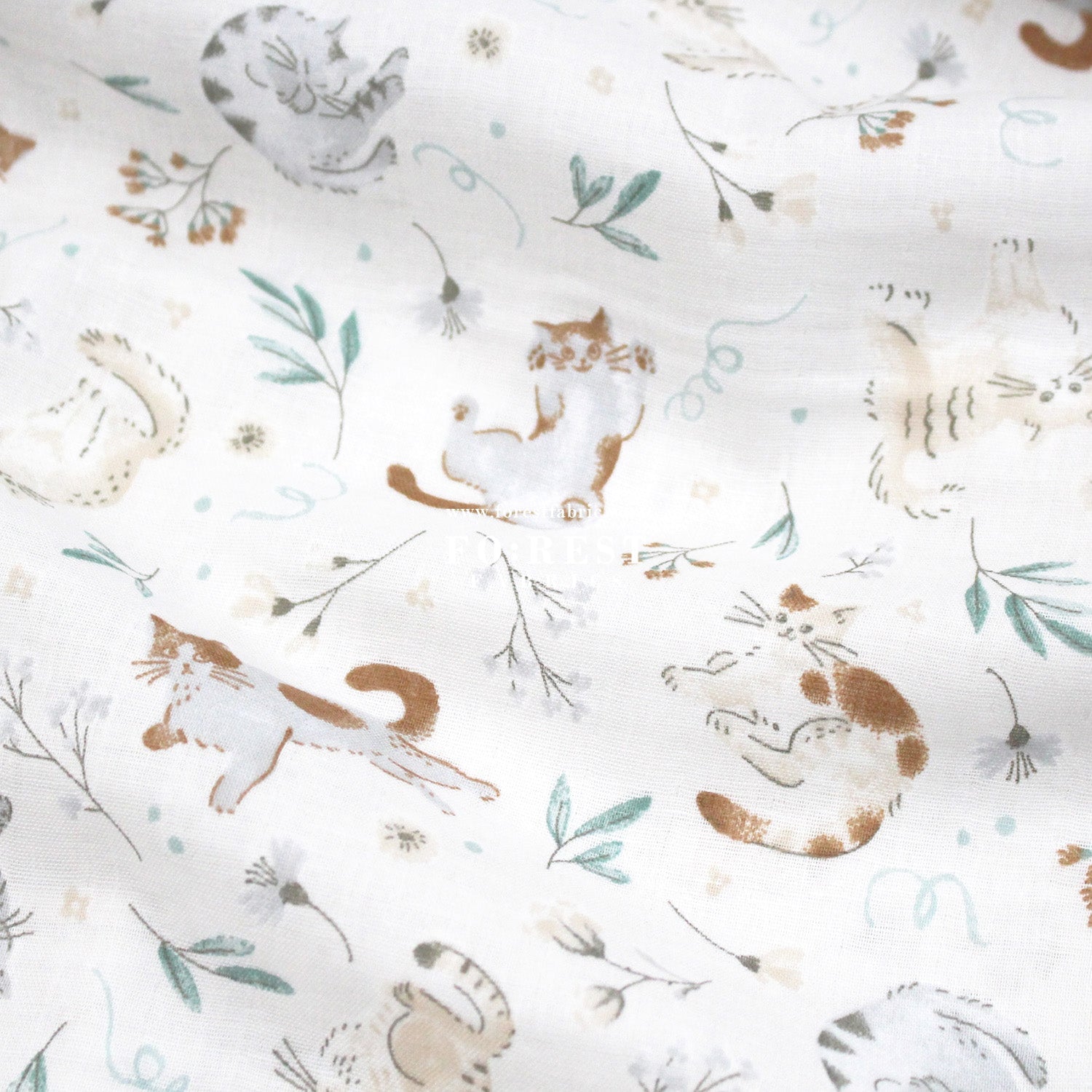 Double gauze - Cats herb fabric - FO:REST Fabric 布恩堂Liberty fabrictana lawnjapanese fabricykk zipper
