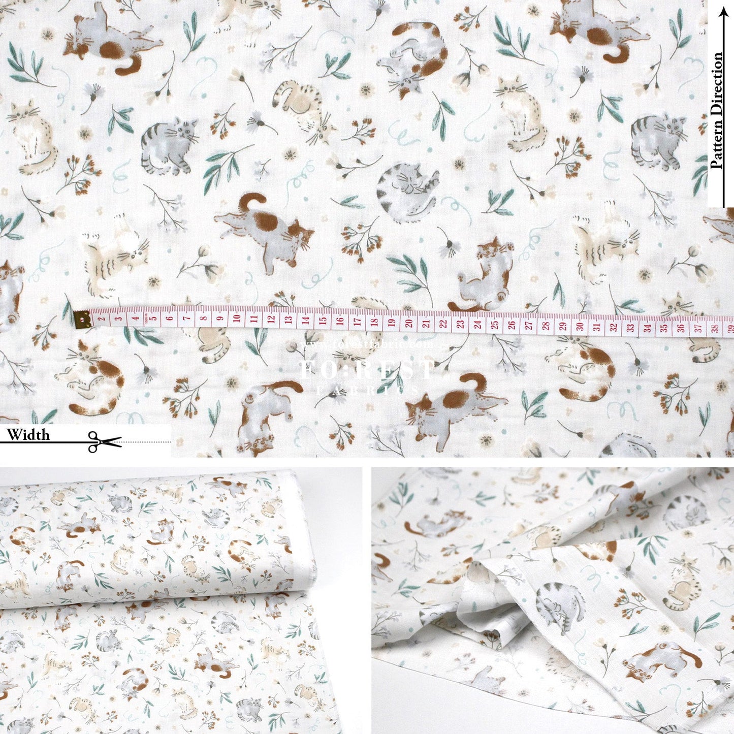 Double gauze - Cats herb fabric - FO:REST Fabric 布恩堂Liberty fabrictana lawnjapanese fabricykk zipper