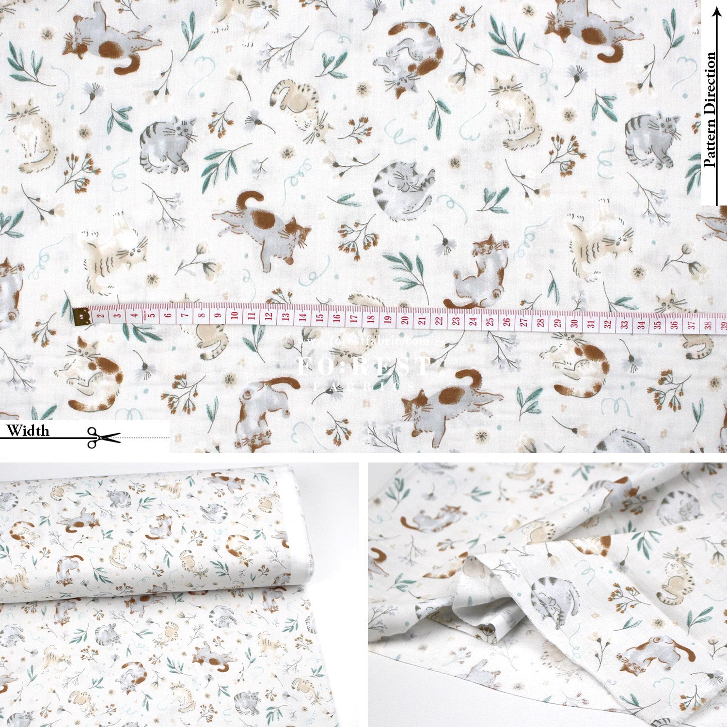 Double gauze - Cats herb fabric - FO:REST Fabric 布恩堂Liberty fabrictana lawnjapanese fabricykk zipper