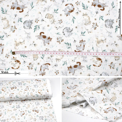 Double gauze - Cats herb fabric - FO:REST Fabric 布恩堂Liberty fabrictana lawnjapanese fabricykk zipper