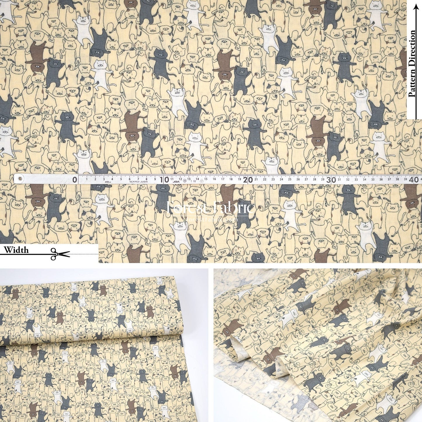 Double Gauze - Dancing cats fabric - FO:REST Fabric 布恩堂Liberty fabrictana lawnjapanese fabricykk zipper