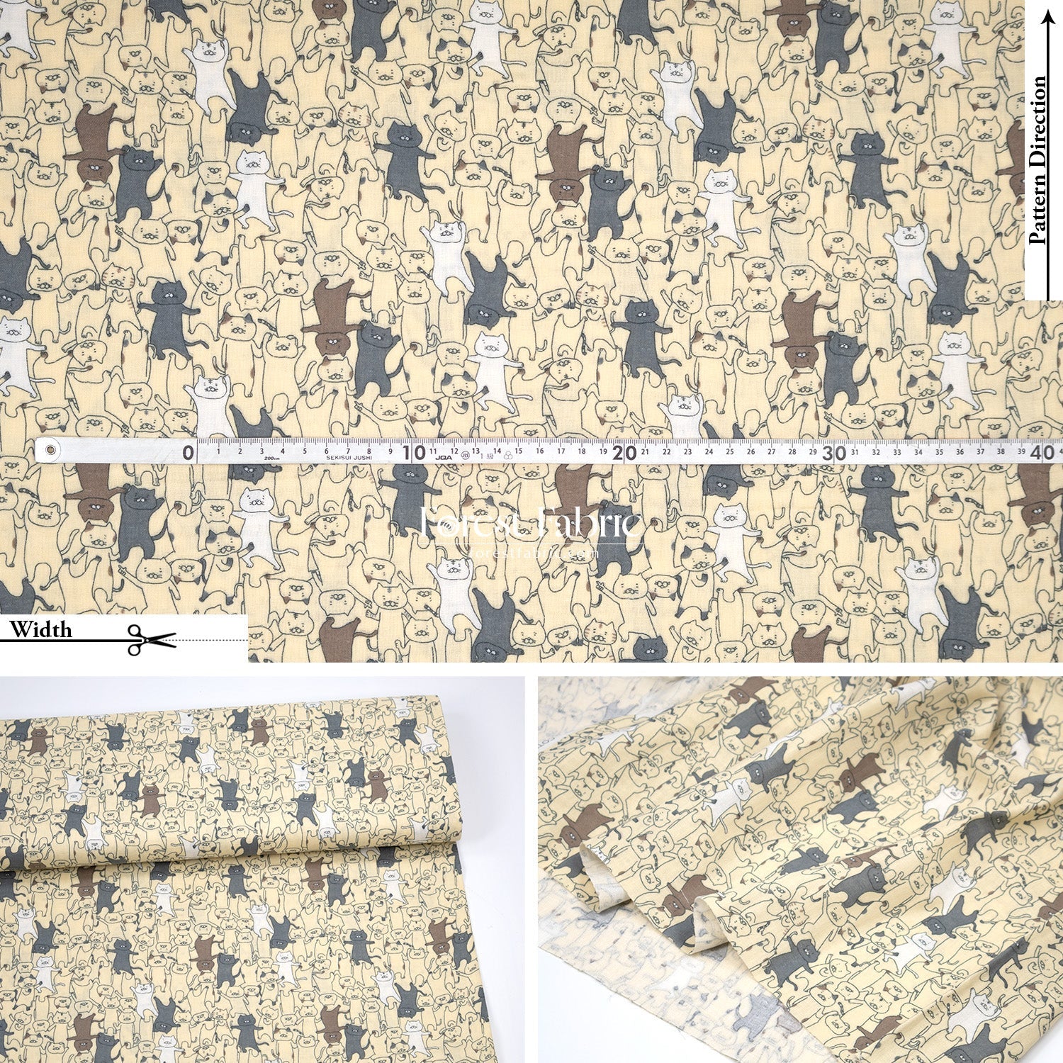 Double Gauze - Dancing cats fabric - FO:REST Fabric 布恩堂Liberty fabrictana lawnjapanese fabricykk zipper