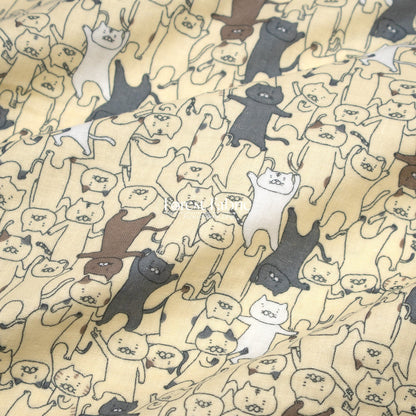 Double Gauze - Dancing cats fabric - FO:REST Fabric 布恩堂Liberty fabrictana lawnjapanese fabricykk zipper
