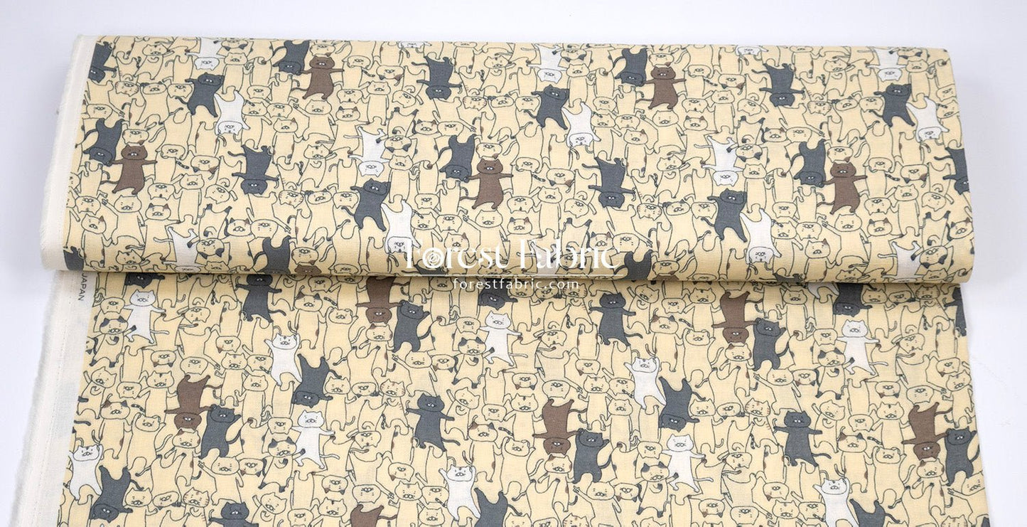 Double Gauze - Dancing cats fabric - FO:REST Fabric 布恩堂Liberty fabrictana lawnjapanese fabricykk zipper