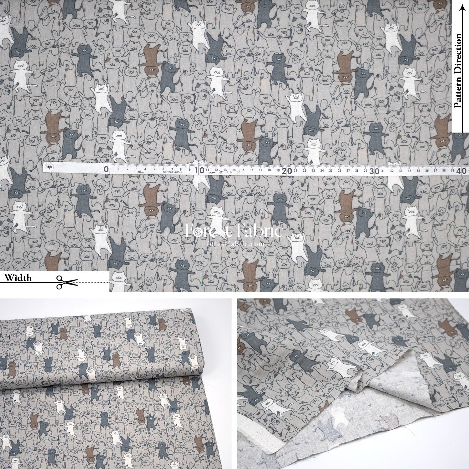 Double Gauze - Dancing cats fabric - FO:REST Fabric 布恩堂Liberty fabrictana lawnjapanese fabricykk zipper