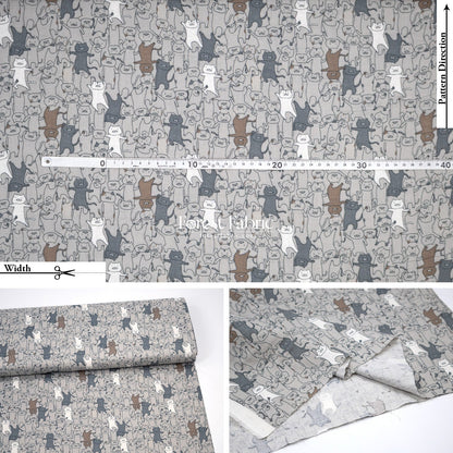 Double Gauze - Dancing cats fabric - FO:REST Fabric 布恩堂Liberty fabrictana lawnjapanese fabricykk zipper