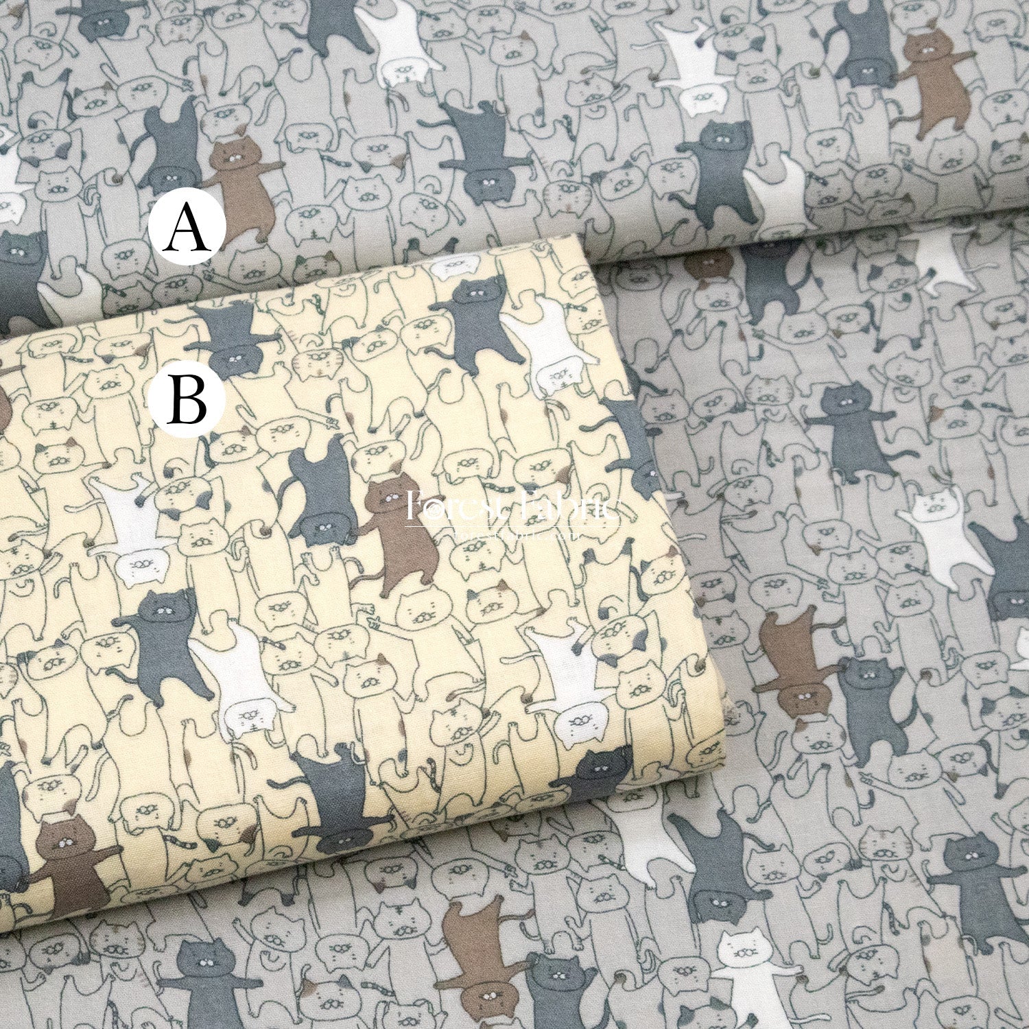 Double Gauze - Dancing cats fabric - FO:REST Fabric 布恩堂Liberty fabrictana lawnjapanese fabricykk zipper