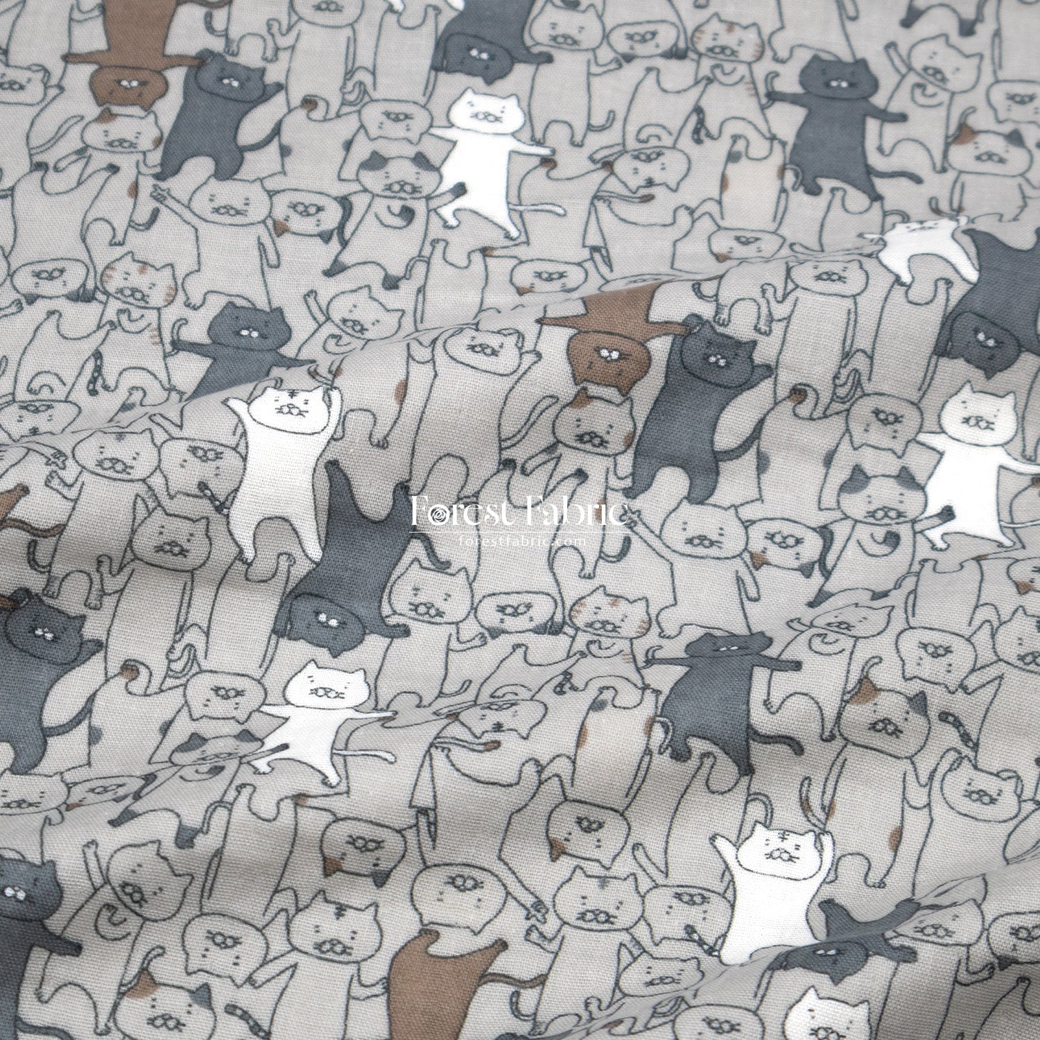Double Gauze - Dancing cats fabric - FO:REST Fabric 布恩堂Liberty fabrictana lawnjapanese fabricykk zipper