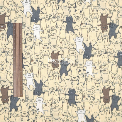 Double Gauze - Dancing cats fabric - FO:REST Fabric 布恩堂Liberty fabrictana lawnjapanese fabricykk zipper