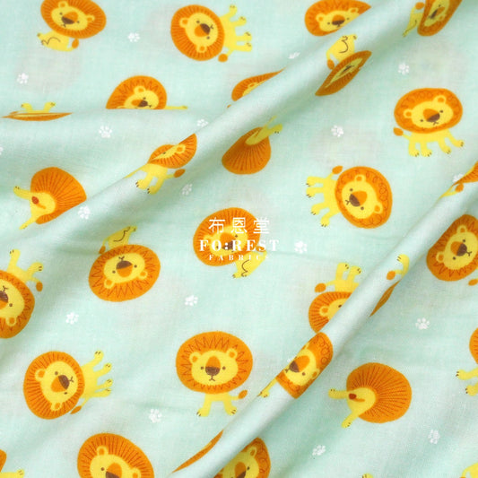 Double gauze - lion fabric Green - FO:REST Fabric 布恩堂Liberty fabrictana lawnjapanese fabricykk zipper