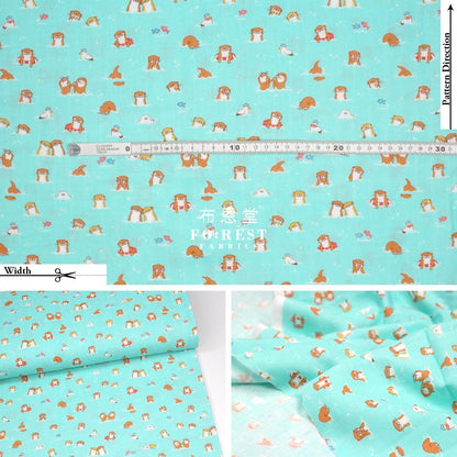 Double gauze - Otters fabric Green - FO:REST Fabric 布恩堂Liberty fabrictana lawnjapanese fabricykk zipper