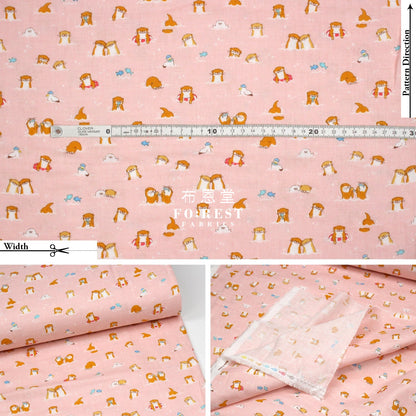 Double gauze - Otters fabric Pink - FO:REST Fabric 布恩堂Liberty fabrictana lawnjapanese fabricykk zipper