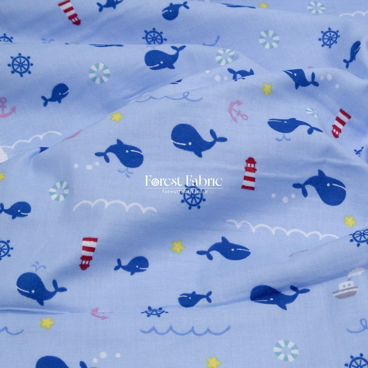 Double gauze - Whale Adventure fabric - FO:REST Fabric 布恩堂Liberty fabrictana lawnjapanese fabricykk zipper