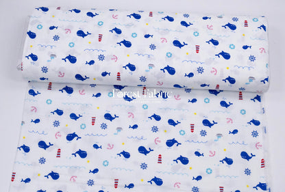 Double gauze - Whale Adventure fabric - FO:REST Fabric 布恩堂Liberty fabrictana lawnjapanese fabricykk zipper