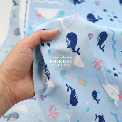 Double gauze - whale fabric - FO:REST Fabric 布恩堂Liberty fabrictana lawnjapanese fabricykk zipper