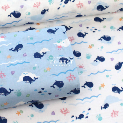 Double gauze - whale fabric - FO:REST Fabric 布恩堂Liberty fabrictana lawnjapanese fabricykk zipper