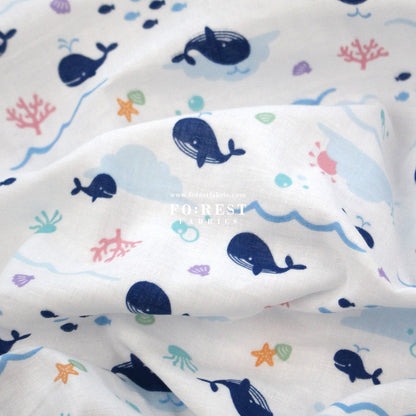 Double gauze - whale fabric - FO:REST Fabric 布恩堂Liberty fabrictana lawnjapanese fabricykk zipper