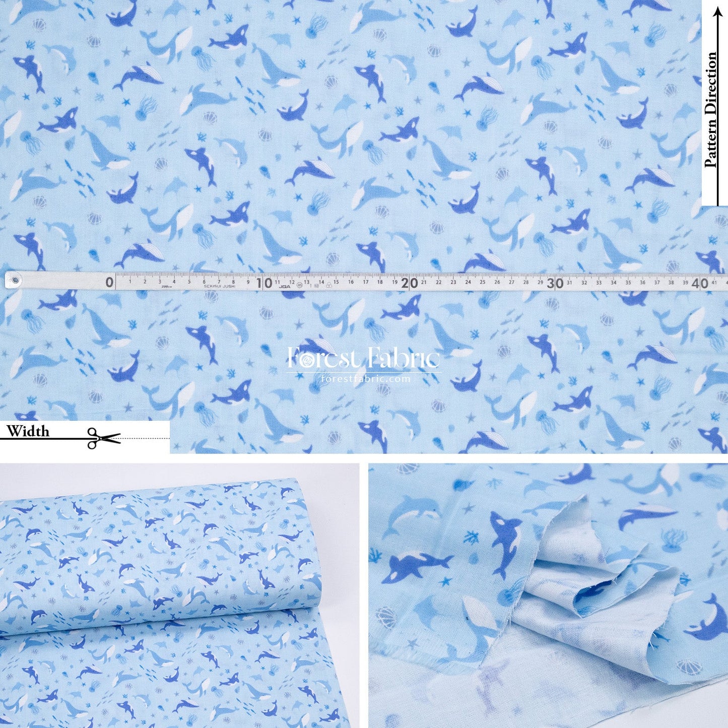 Double gauze - whale fabric - FO:REST Fabric 布恩堂Liberty fabrictana lawnjapanese fabricykk zipper