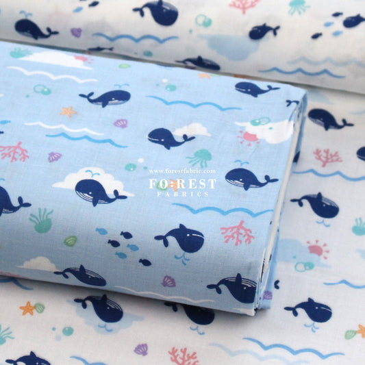 Double gauze - whale fabric - FO:REST Fabric 布恩堂Liberty fabrictana lawnjapanese fabricykk zipper