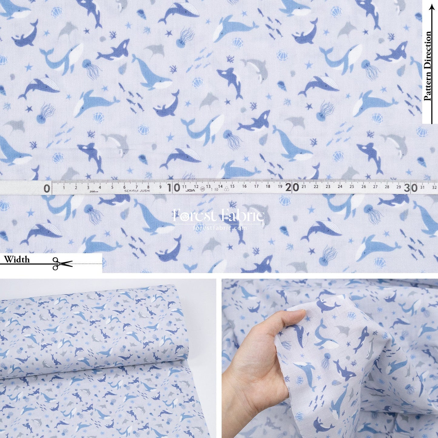 Double gauze - whale fabric - FO:REST Fabric 布恩堂Liberty fabrictana lawnjapanese fabricykk zipper