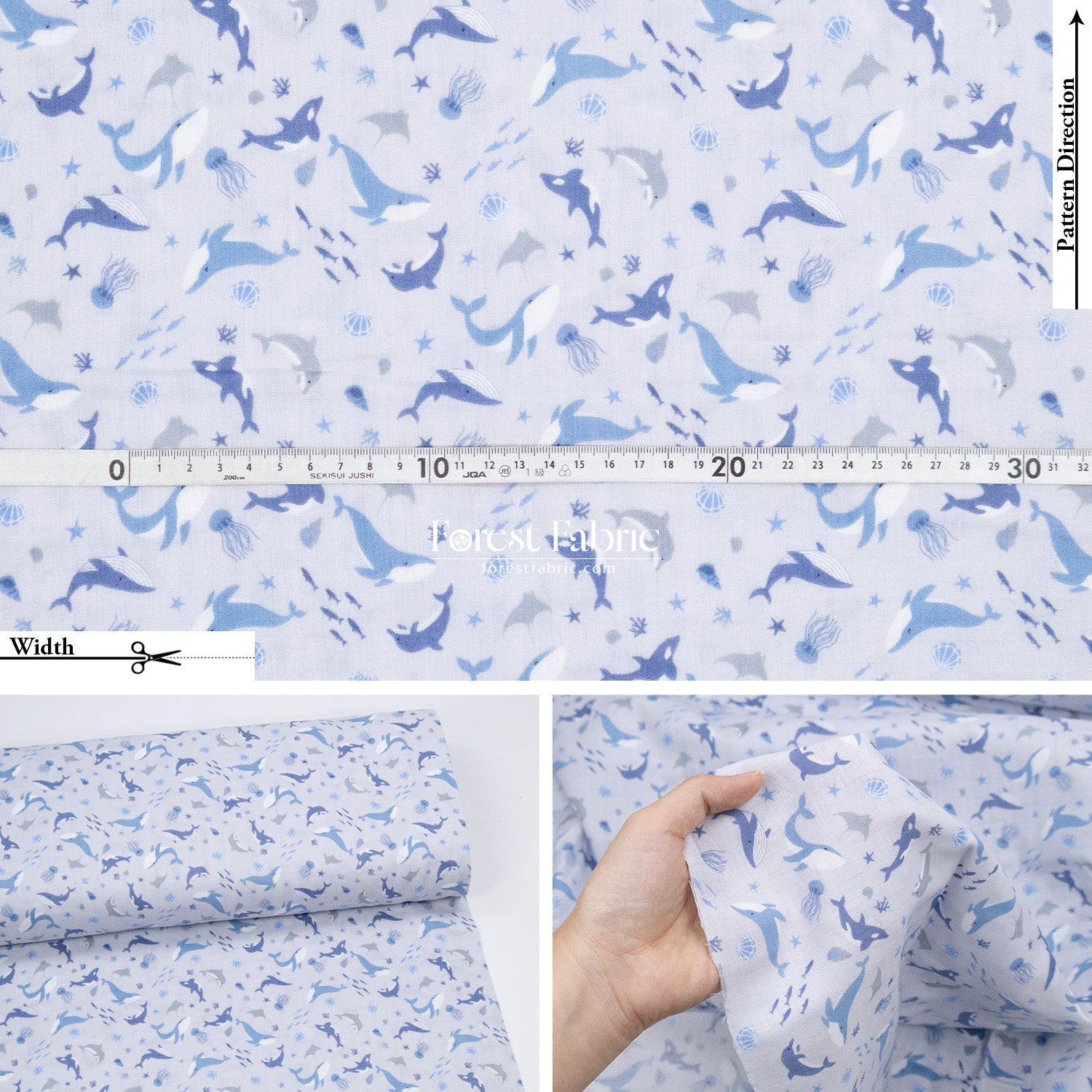 Double gauze - whale fabric - FO:REST Fabric 布恩堂Liberty fabrictana lawnjapanese fabricykk zipper