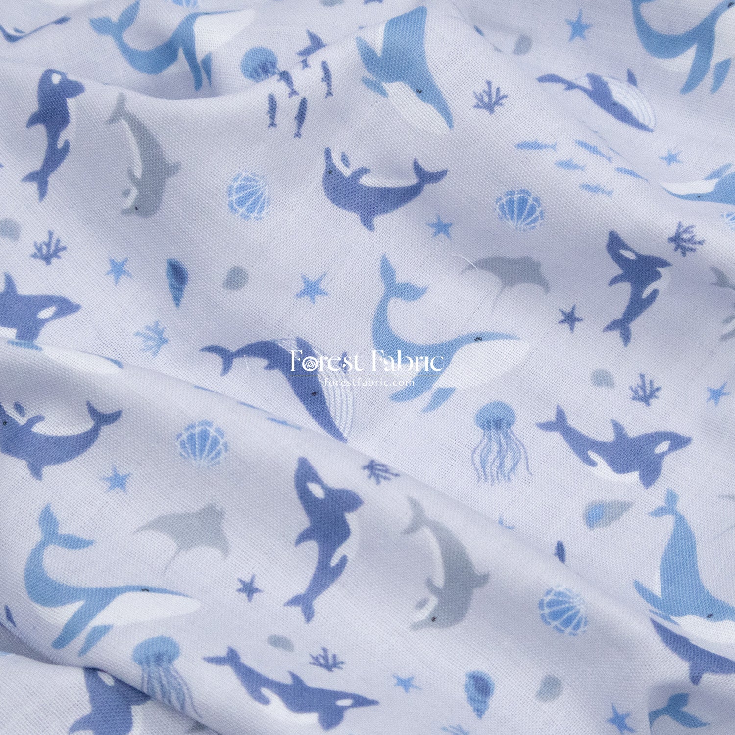 Double gauze - whale fabric - FO:REST Fabric 布恩堂Liberty fabrictana lawnjapanese fabricykk zipper