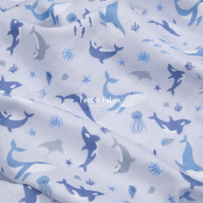 Double gauze - whale fabric - FO:REST Fabric 布恩堂Liberty fabrictana lawnjapanese fabricykk zipper