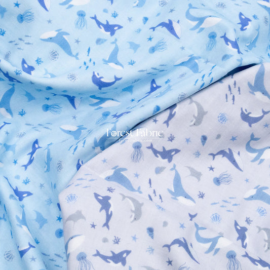 Double gauze - whale fabric - FO:REST Fabric 布恩堂Liberty fabrictana lawnjapanese fabricykk zipper