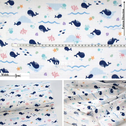 Double gauze - whale fabric - FO:REST Fabric 布恩堂Liberty fabrictana lawnjapanese fabricykk zipper