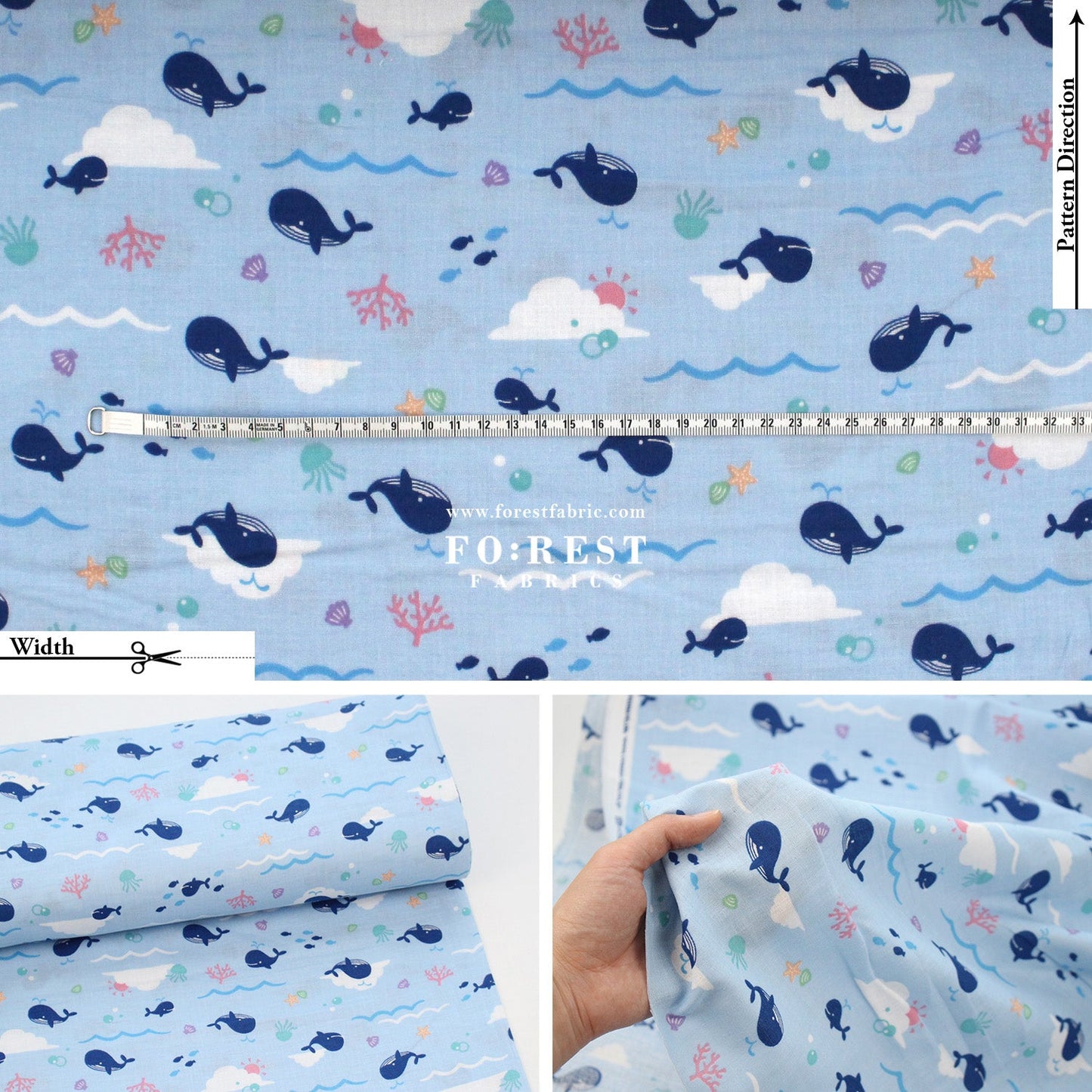 Double gauze - whale fabric - FO:REST Fabric 布恩堂Liberty fabrictana lawnjapanese fabricykk zipper