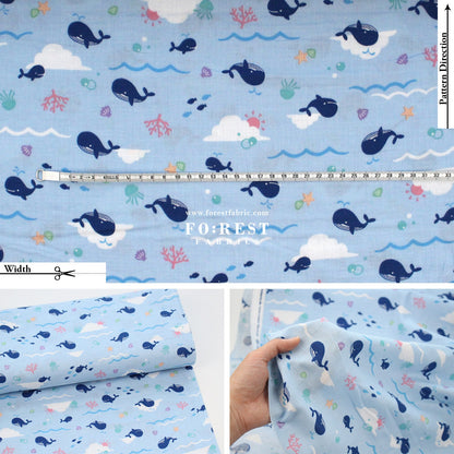 Double gauze - whale fabric - FO:REST Fabric 布恩堂Liberty fabrictana lawnjapanese fabricykk zipper