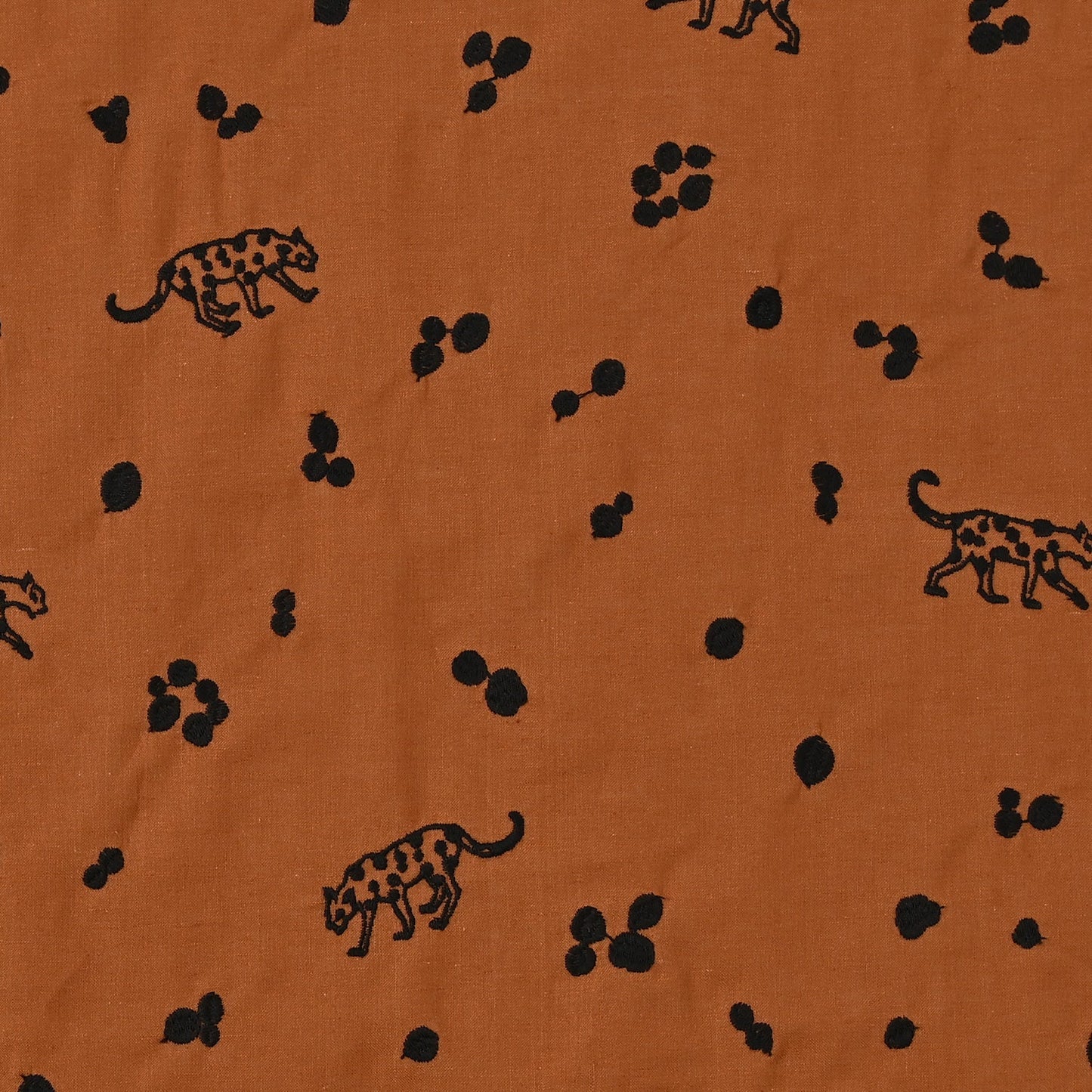 echino - embroidery - Leopard Brown - FO:REST Fabric 布恩堂Liberty fabrictana lawnjapanese fabricykk zipper