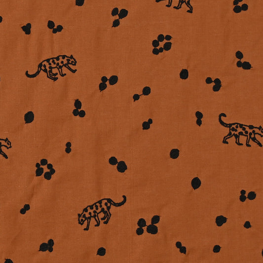 echino - embroidery - Leopard Brown - FO:REST Fabric 布恩堂Liberty fabrictana lawnjapanese fabricykk zipper
