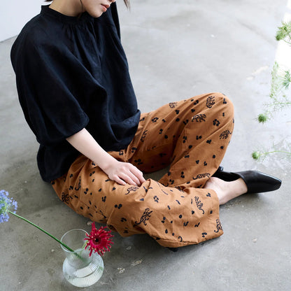 echino - embroidery - Leopard Brown - FO:REST Fabric 布恩堂Liberty fabrictana lawnjapanese fabricykk zipper
