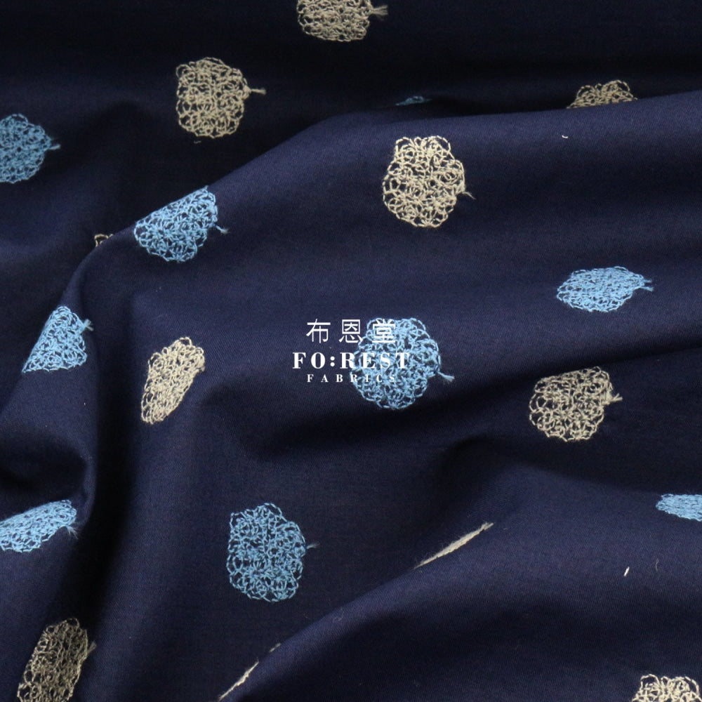 Embroidery Cotton - Dot Navy Fabric