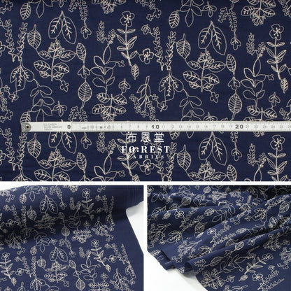 embroidery cotton - Flower Navy - FO:REST Fabric 布恩堂Liberty fabrictana lawnjapanese fabricykk zipper